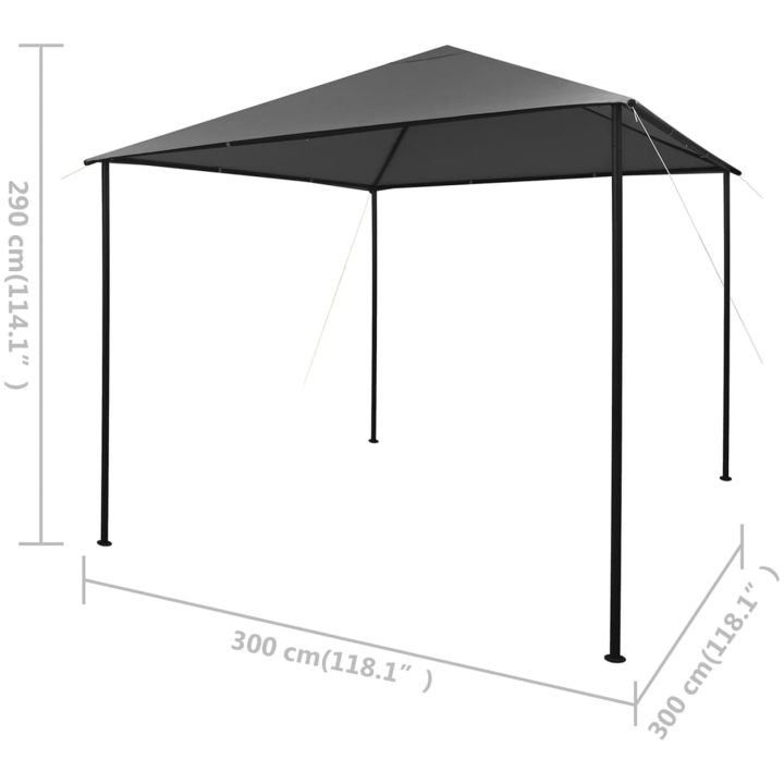 Paviljong antracit tyg och stål 180 g/m² vidaXL 3 x 3 m – bild 8