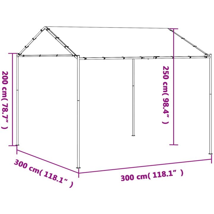 Paviljong beige 3x3 m stål och tyg vidaXL – bild 9