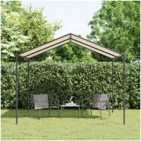 Paviljong beige 3x3 m stål och tyg vidaXL