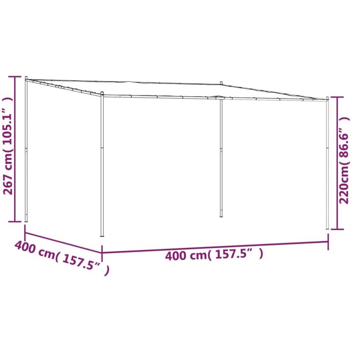 Paviljong beige 4x4 m 180 g/m² tyg och stål vidaXL – bild 8