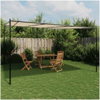 Paviljong beige 4x4 m 180 g/m² tyg och stål vidaXL
