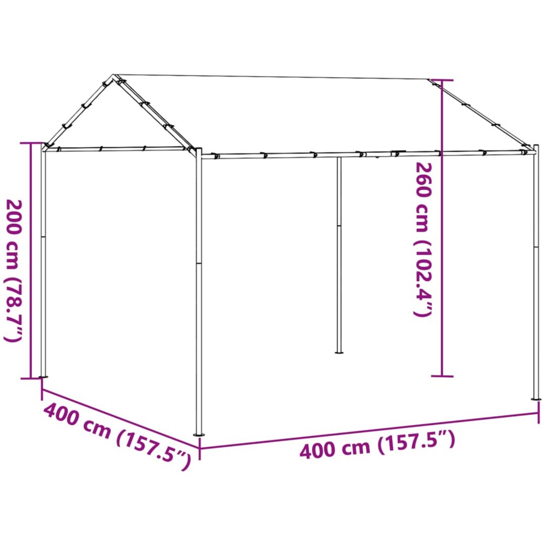 Paviljong beige 4x4 m stål och tyg vidaXL – bild 9
