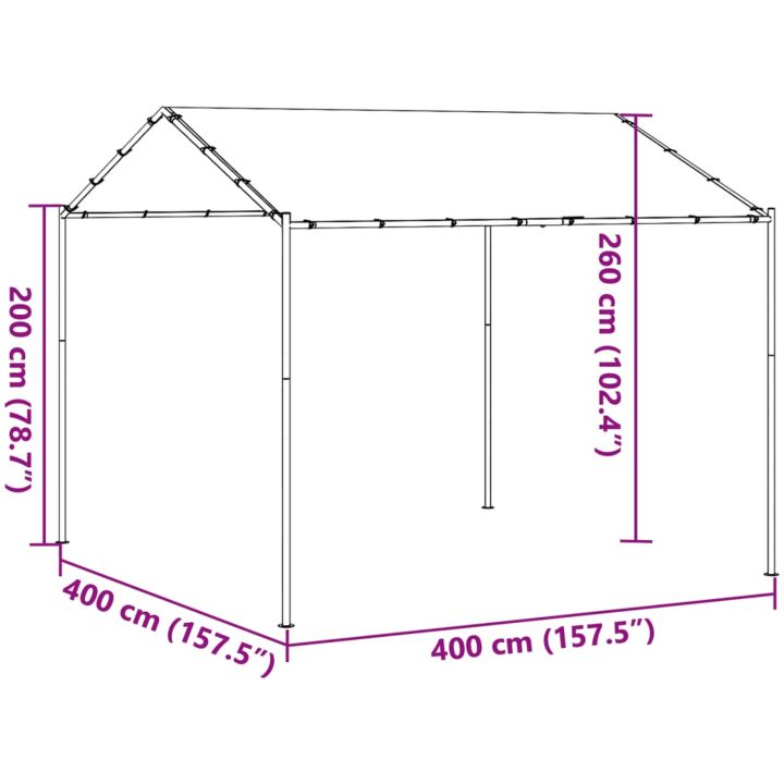 Paviljong beige 4x4 m stål och tyg vidaXL – bild 9