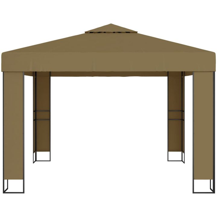 Paviljong dubbla tak 3x3x2,7 m taupe 180 g/m² vidaXL 3 x 3 m – bild 3