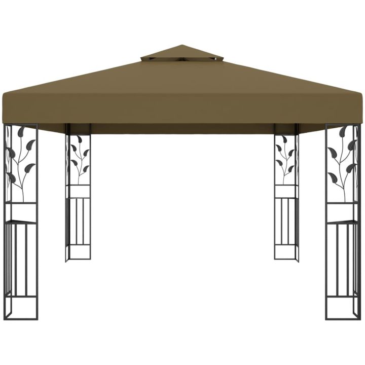 Paviljong dubbla tak 3x4 m taupe 180 g/m² vidaXL – bild 3