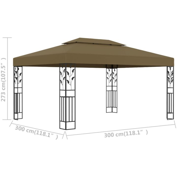 Paviljong dubbla tak 3x4 m taupe 180 g/m² vidaXL – bild 6