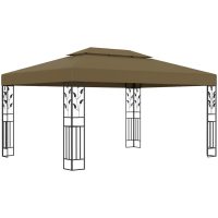 Paviljong dubbla tak 3x4 m taupe 180 g/m² vidaXL