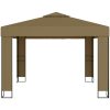 Paviljong dubbla tak och ljusslinga LED 3x3x2,7 m taupe vidaXL – miniatyr 4