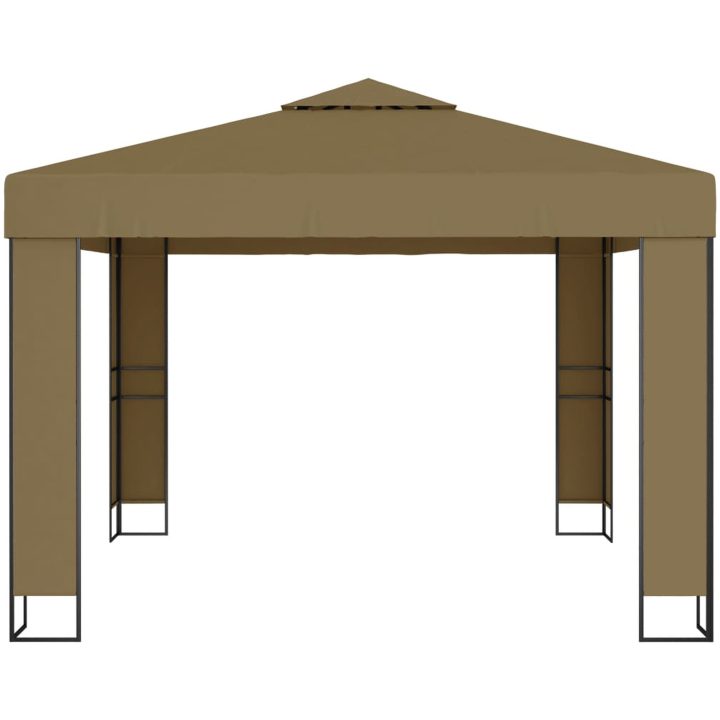 Paviljong dubbla tak och ljusslinga LED 3x3x2,7 m taupe vidaXL – bild 4