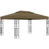 Paviljong dubbla tak och ljusslinga LED 3x4 m taupe vidaXL – miniatyr 3