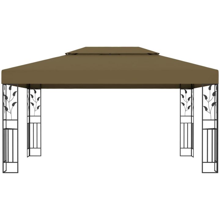 Paviljong dubbla tak och ljusslinga LED 3x4 m taupe vidaXL – bild 4