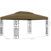Paviljong dubbla tak och ljusslinga LED 3x4 m taupe vidaXL – miniatyr 10
