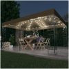 Paviljong dubbla tak och ljusslinga LED 3x4 m taupe vidaXL – miniatyr 1
