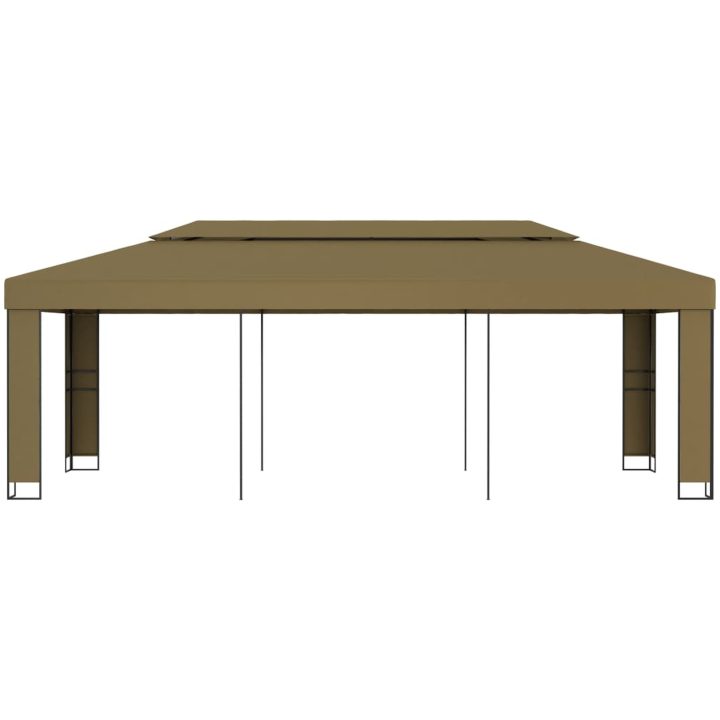 Paviljong dubbla tak taupe 180 g/m² vidaXL 3 x 6 m – bild 2