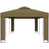 Paviljong dubbla tak taupe 180 g/m² vidaXL 3 x 6 m – miniatyr 3