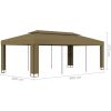 Paviljong dubbla tak taupe 180 g/m² vidaXL 3 x 6 m – miniatyr 6