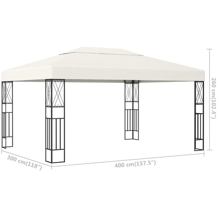 Paviljong gräddvit tyg vidaXL 3 x 4 m – bild 6