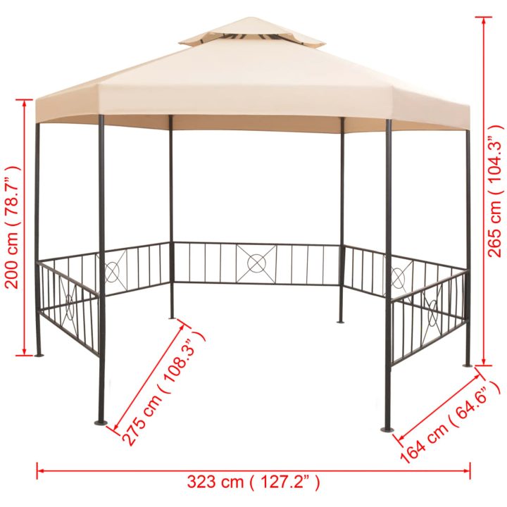 Paviljong hexagonal 323x265 cm beige vidaXL – bild 9