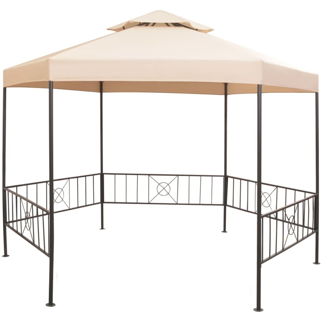 Paviljong hexagonal 323x265 cm beige vidaXL