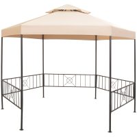 Paviljong hexagonal 323x265 cm beige vidaXL