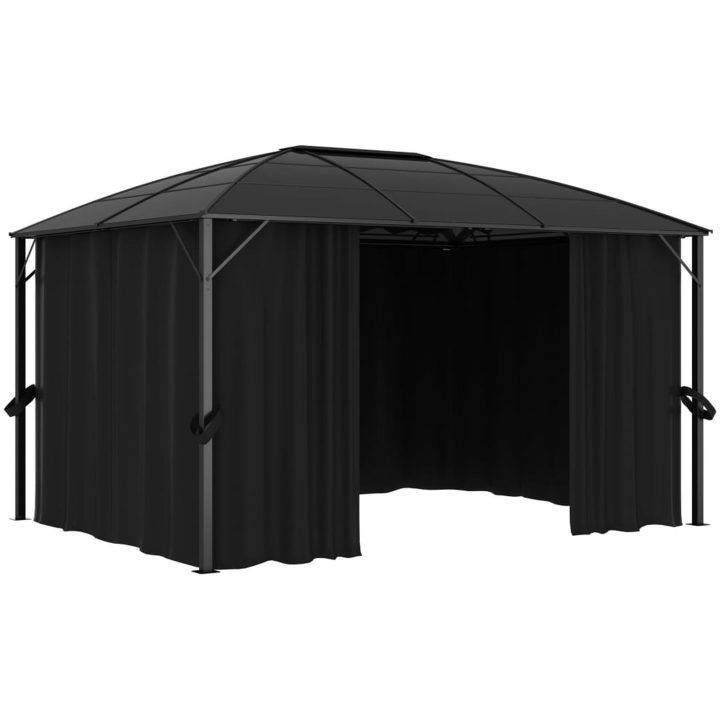 Paviljong med draperi 400x300x265 cm antracit vidaXL – bild 4