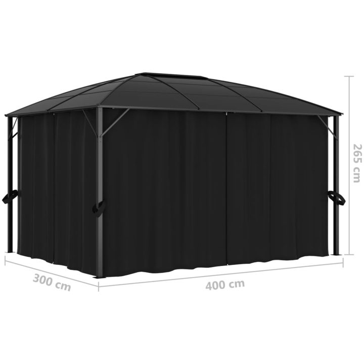 Paviljong med draperi 400x300x265 cm antracit vidaXL – bild 10