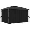 Paviljong med draperi 400x300x265 cm antracit vidaXL – miniatyr 1