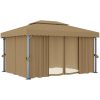 Paviljong med draperi 4x3 m taupe aluminium vidaXL – miniatyr 2