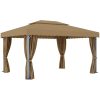 Paviljong med draperi 4x3 m taupe aluminium vidaXL – miniatyr 4