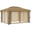 Paviljong med draperi 4x3 m taupe aluminium vidaXL – miniatyr 5