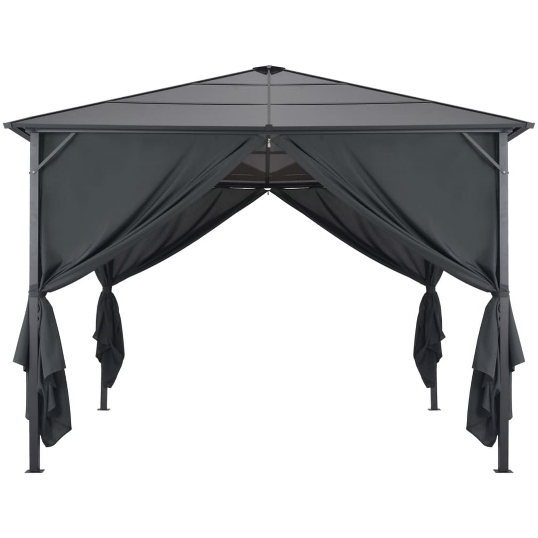 Paviljong med draperi aluminium svart vidaXL 3 x 3 m – bild 2