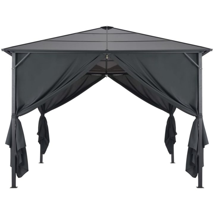 Paviljong med draperi aluminium svart vidaXL 3 x 3 m – bild 2