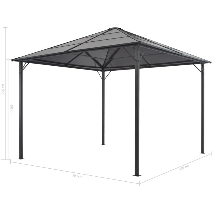 Paviljong med draperi aluminium svart vidaXL 3 x 3 m – bild 7