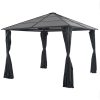 Paviljong med draperi aluminium svart vidaXL 3 x 3 m – miniatyr 1