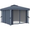 Paviljong med draperi antracit aluminium vidaXL 3 x 3 m – miniatyr 2