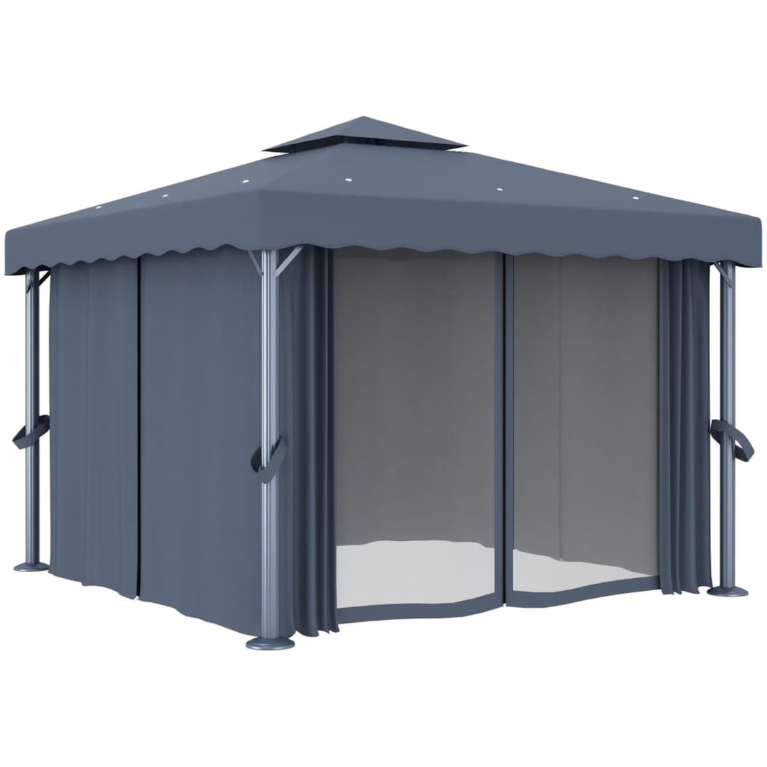 Paviljong med draperi antracit aluminium vidaXL 3 x 3 m – bild 2