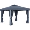 Paviljong med draperi antracit aluminium vidaXL 3 x 3 m – miniatyr 4