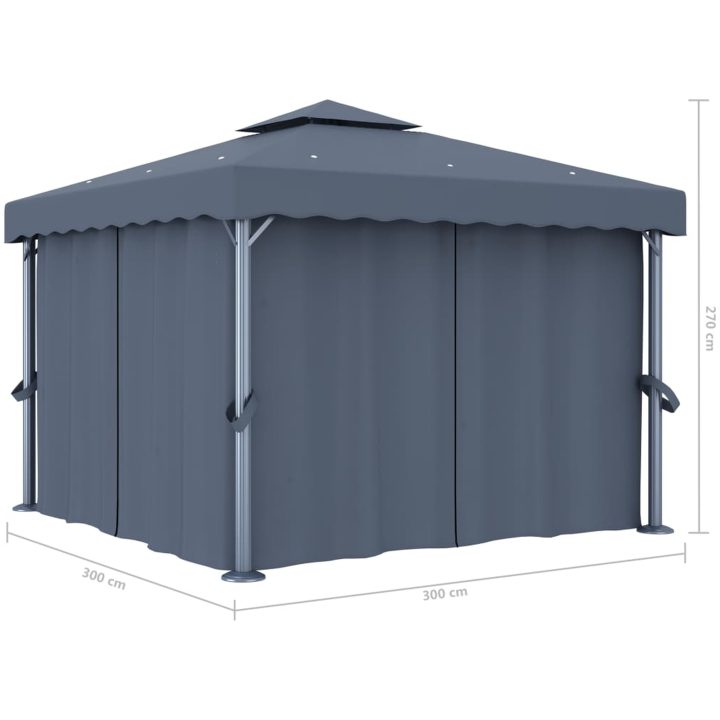 Paviljong med draperi antracit aluminium vidaXL 3 x 3 m – bild 6