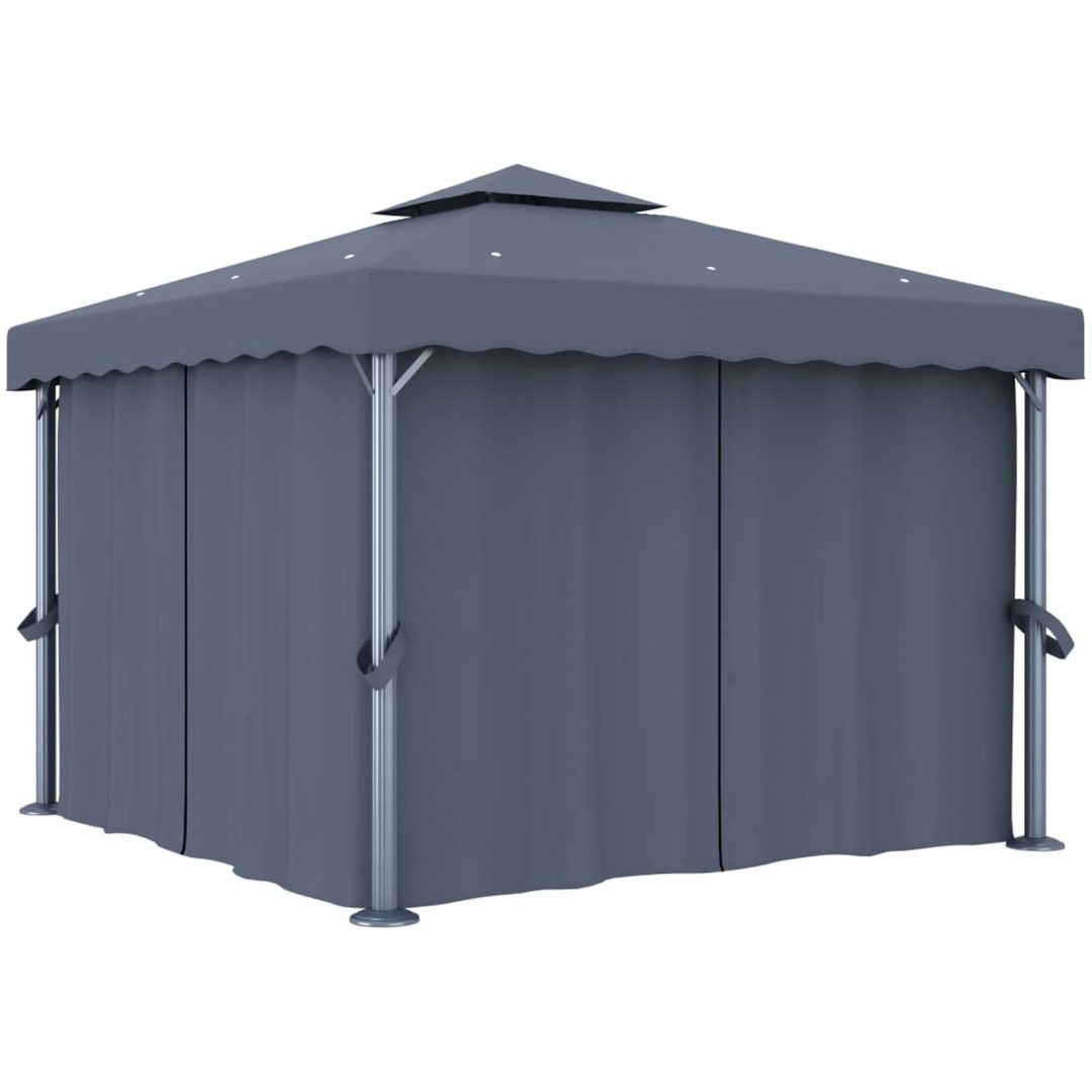 Paviljong med draperi antracit aluminium vidaXL 3 x 3 m