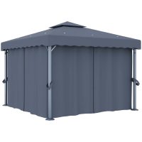 Paviljong med draperi antracit aluminium vidaXL