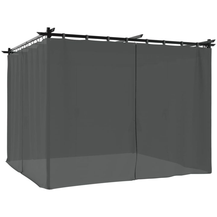 Paviljong med draperi antracit stål vidaXL 3 x 3 m – bild 2