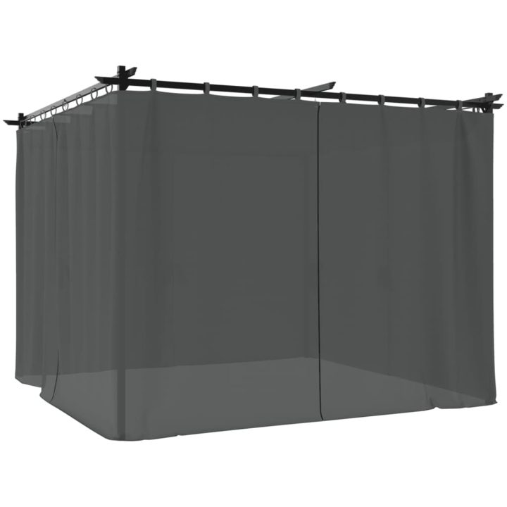Paviljong med draperi antracit stål vidaXL 3 x 3 m – bild 6