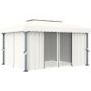Paviljong med draperi gräddvit aluminium vidaXL 4 x 3 m – miniatyr 2