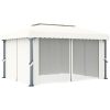 Paviljong med draperi gräddvit aluminium vidaXL 4 x 3 m – miniatyr 3