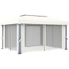 Paviljong med draperi gräddvit aluminium vidaXL 4 x 3 m – miniatyr 4
