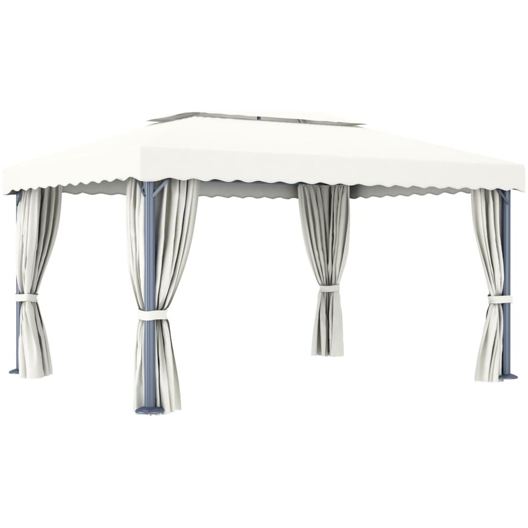 Paviljong med draperi gräddvit aluminium vidaXL 4 x 3 m – bild 5