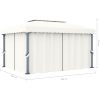 Paviljong med draperi gräddvit aluminium vidaXL 4 x 3 m – miniatyr 7
