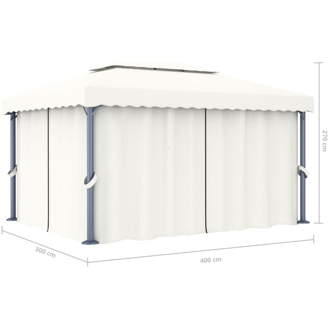 Paviljong med draperi gräddvit aluminium vidaXL 4 x 3 m – bild 7