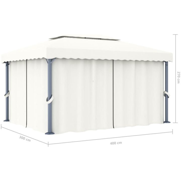 Paviljong med draperi gräddvit aluminium vidaXL 4 x 3 m – bild 7