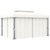 Paviljong med draperi gräddvit aluminium vidaXL 4 x 3 m – miniatyr 1